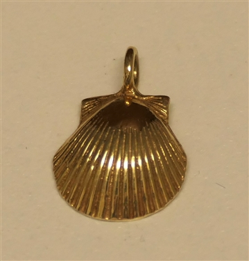 14kt Yellow Gold Sea Shell Pendant - Pendant Measures 3/4 Long 1/2 Across