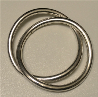 2 Handmade Sterling Silver Bangle Bracelets - Marked 925 in Script- Fits Smaller Hand / Wrist 
