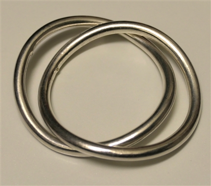 2 Handmade Sterling Silver Bangle Bracelets - Marked 925 in Script- Fits Smaller Hand / Wrist 