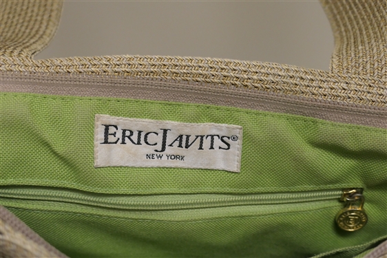 Eric Javits Champagne Colored Squishee Tote Woven Double Handle Purse - 4 Gold Tone Feet - With Original Plastic Bag 