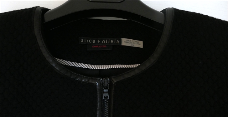 Alice and Olivia Employed Zip Up Jacket - Size Medium 