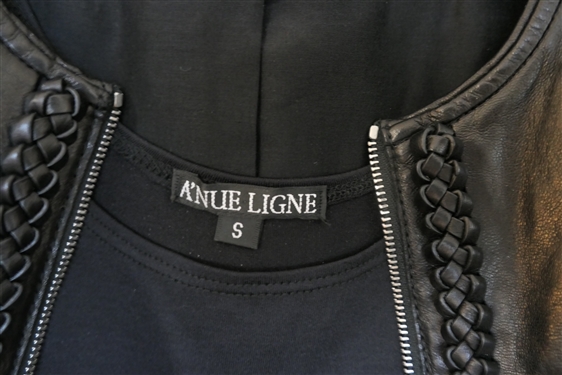 Lafayette 148 Black Leather Jacket with Braided Trim - Size 2 and A'nue Ligne Black Shell Size Small 