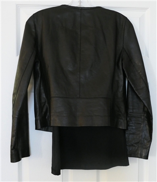 Lafayette 148 Black Leather Jacket with Braided Trim - Size 2 and A'nue Ligne Black Shell Size Small 