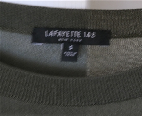 Lafayette 148 Army Green Jacket - Size 2 and Lafayette 148 Thin Green Sweater Size Small 