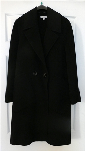 Kinross Cashmere Beautiful Black Cashmere Long Wrap Coat - Size Extra Small 