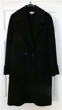 Kinross Cashmere Beautiful Black Cashmere Long Wrap Coat - Size Extra Small 