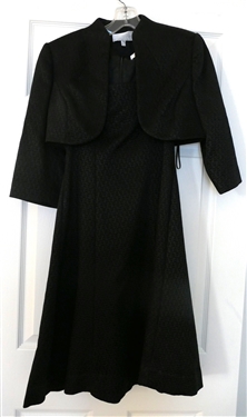 Badgley Mischka Black Cocktail Dress with Beautiful Details at Shoulders and Matching Shrug - Size 6 
