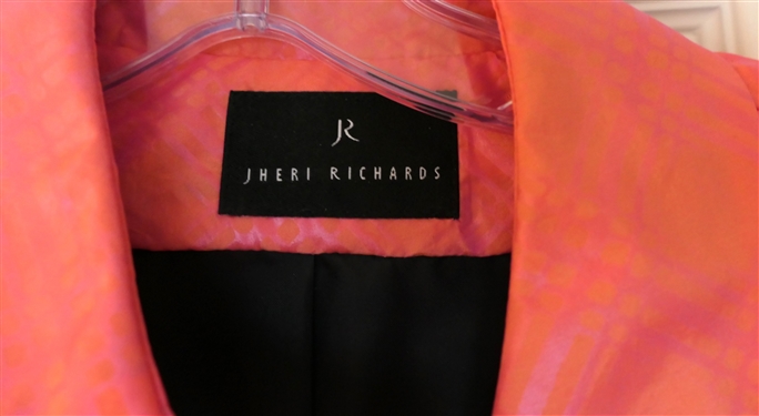 Jheri Richards - Pink Rain Jacket - Size 6 and Carol Cohen Collectibles - Packable Long Black Rain Coat with Carrying Bag
