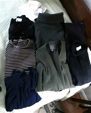 8 Sweaters - All Size Small - Kate Spade Cardigan, Leo & Sage, Neiman Marcus, Lafayette 148, Dunberrry, and America