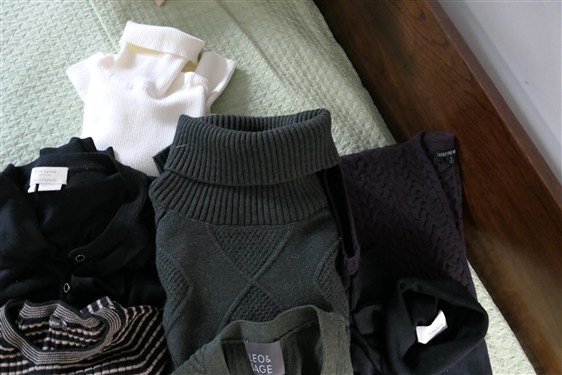 8 Sweaters - All Size Small - Kate Spade Cardigan, Leo & Sage, Neiman Marcus, Lafayette 148, Dunberrry, and America