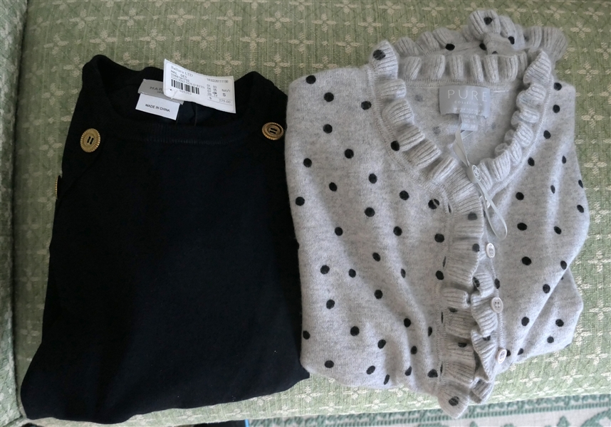 Marella Sport - Navy Sweater with Gold Buttons - Brand New with Original $275 Price Tag and Pure Collection Cashmere Cardigan Sweater - With Tags -  Size 6