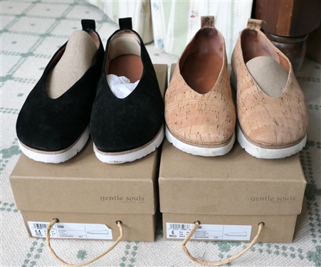 2 Pairs of Gentle Souls by Kenneth Cole Demi Shoes - Natural Size 6 and Black Size 6.5
