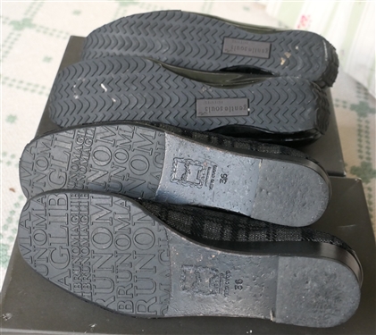 Gentle Souls Black Kix Black Patent Leather Shoes Size 6.5 and Bruno Magli Made in Italy Black and Gray Shoes - Size 36 - With Original Box 
