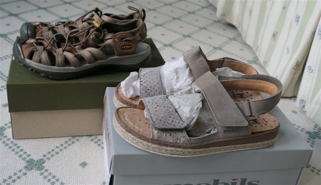 Mobils Ergonomic Putty Colored Sandals and Keen Coffee Colored Shoes - Size 7 - Both with Original Boxes