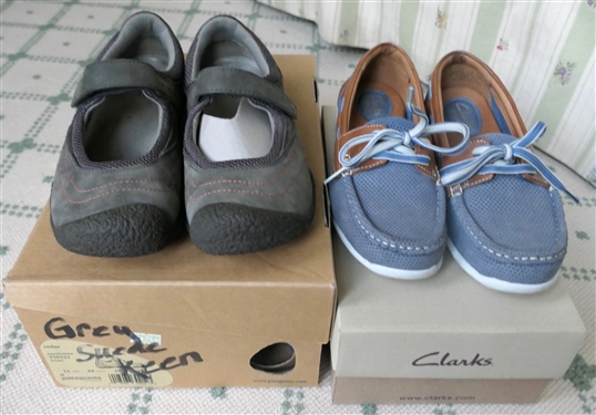 Clarks Artisan Cliffrose Sail - Size 6 1/2 in Original Box and Gray Suede Keen Mary Jane Style Shoes - Size 6.5