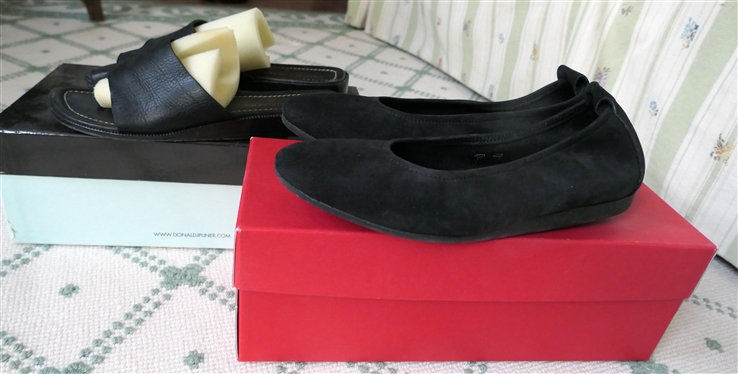Arche Laius Black Suede Flats Like New in Original Box - Size 6.5 and Donald J. Pliner Flat Sandals in Original Box Size 6 