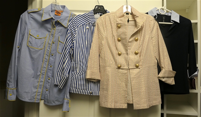 Tory Burch Blouse - Size 4 and 3 Lilli Sucre' Pieces - Navy Blouse Size XS, Blue Striped Jacket, and Copper Striped Jacket - Size Small 