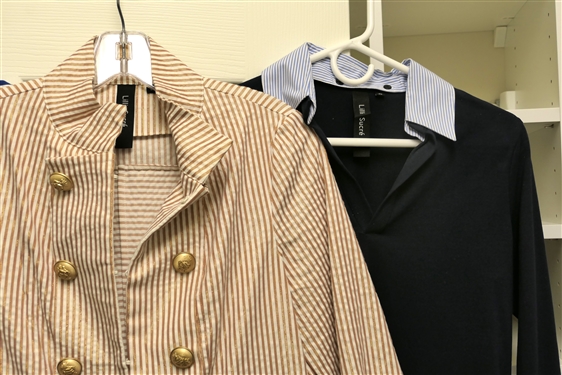 Tory Burch Blouse - Size 4 and 3 Lilli Sucre' Pieces - Navy Blouse Size XS, Blue Striped Jacket, and Copper Striped Jacket - Size Small 