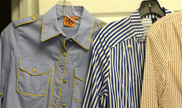 Tory Burch Blouse - Size 4 and 3 Lilli Sucre' Pieces - Navy Blouse Size XS, Blue Striped Jacket, and Copper Striped Jacket - Size Small 
