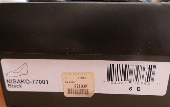 Bruno Magli Nisako Black Peeptoe Wedge Shoe - With Original Box - Size 6 