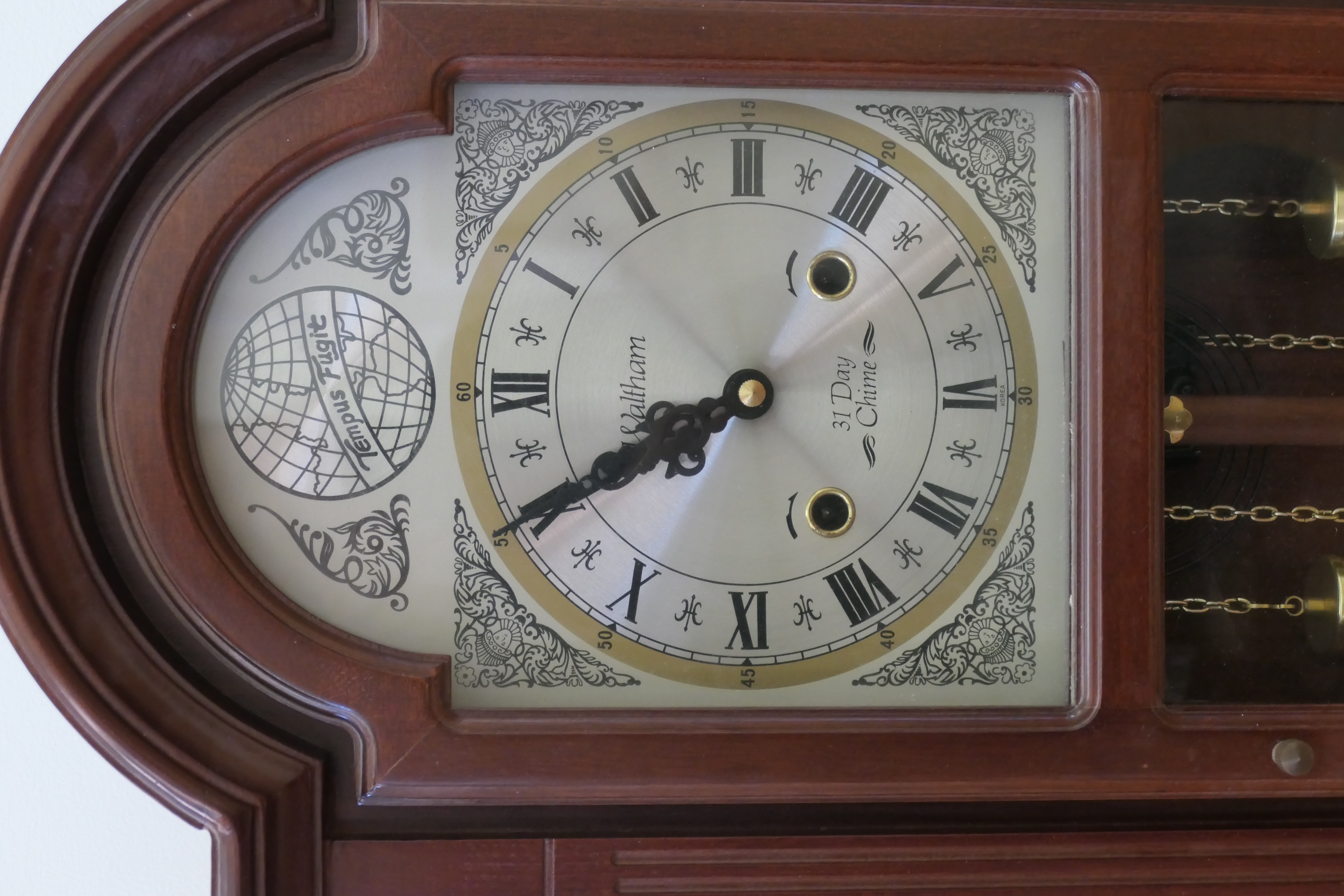 Lot Detail - Waltham 31 Day Chime Wall Clock - Mahogany Finish Case - Weight Driven - With Key ...
