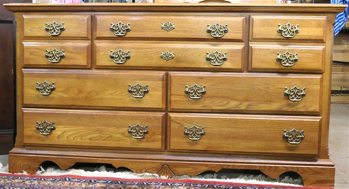 Kincaid Furniture Solid Wood-  Oak Triple Dresser - 3 Double Width Drawers Over 4 Drawers - Dresser Measures 32 1/2 Tall 62 by 18 - Kincaid Furniture - A Lazy  Boy Company 