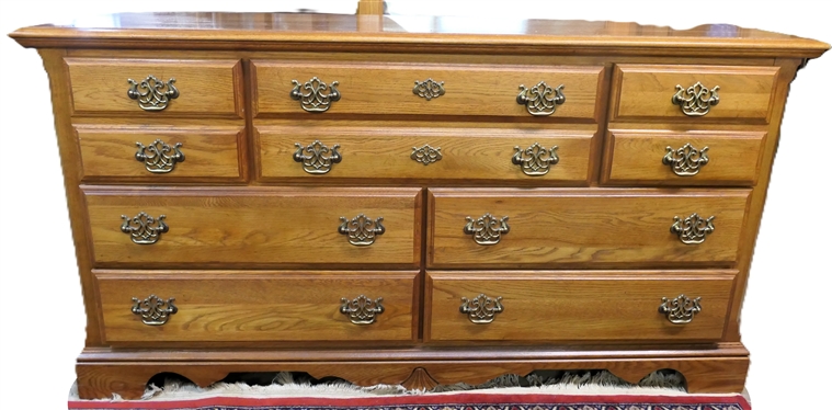 Kincaid Furniture Solid Wood-  Oak Triple Dresser - 3 Double Width Drawers Over 4 Drawers - Dresser Measures 32 1/2 Tall 62 by 18 - Kincaid Furniture - A Lazy  Boy Company 