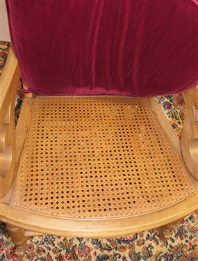 Nice Rocking Chair - Cane Back and Seat - Scrolled Arms - Nice Needlepoint Floral Cushion 