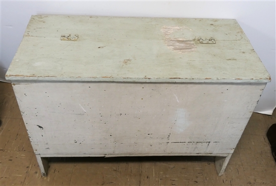 Country Primitive Green Painted Feed Chest - Divided Interior  -Boot Jack Ends - Chest Measures 27 1/2 Tall 37 1/2 by 18