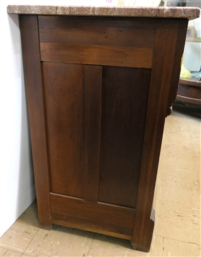 Walnut Victorian Marble Top Dresser - Brown Marble Top - 2 Dovetailed Drawers over 2 Dovetailed Drawers - Chest Measures 32 tall 44 1/2 by 18 3/4