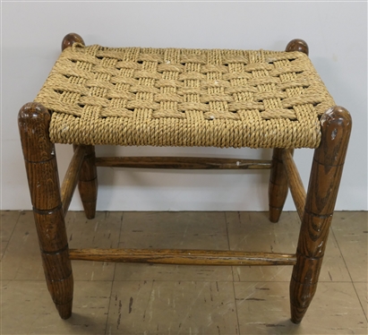 Oak Stool with Woven Seat - Stool Measures 16" Tall 17" by 13"