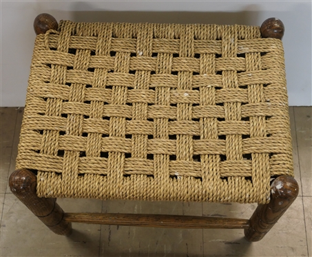 Oak Stool with Woven Seat - Stool Measures 16 Tall 17 by 13