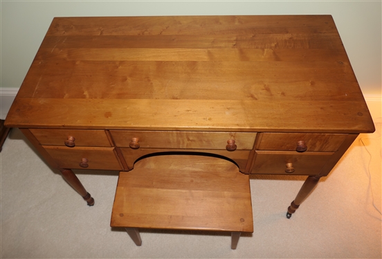 Maple Dressing Table with Stool - Pegged Construction - Dovetailed Drawers - Sturdy Maple Dressing Stool - Table Measures 30 1/2 Tall 42 by 20 