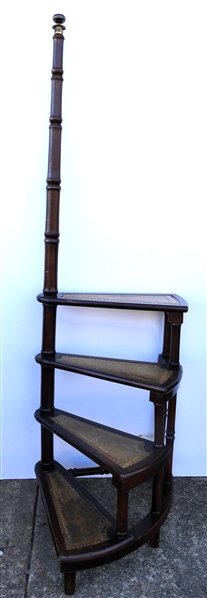 Mahogany Library Steps with Leather Treads - Stairs Measure 29" Tall 