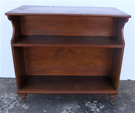 Rolling Book Shelf Stand with Brass Hardware - 2 Shelves Accessible From Both Sides - Stand Measures 29 1/2 Tall 31 by 16