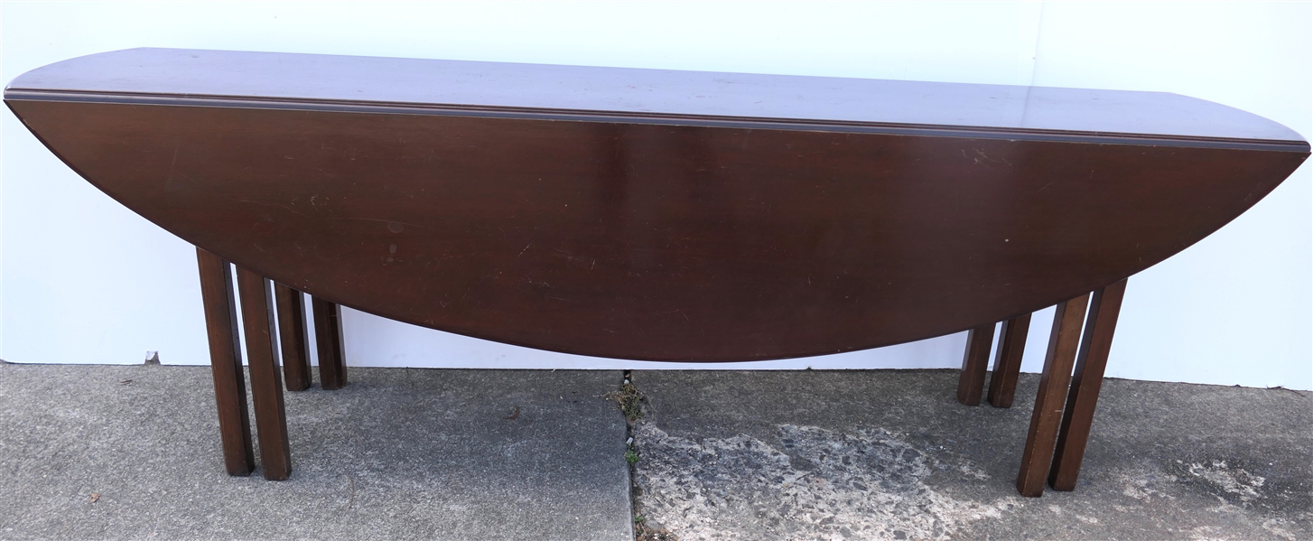 Nice Mahogany Drop Side Gate Leg "Wake" Table - Oak Secondary Wood - Chamfered / Beaded Legs - Table Measures 29 1/2" Tall 91"Long by 18" Closed  - Leaves Are17"