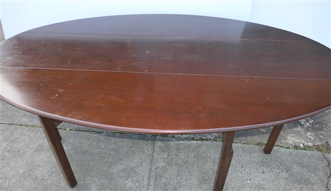 Nice Mahogany Drop Side Gate Leg Wake Table - Oak Secondary Wood - Chamfered / Beaded Legs - Table Measures 29 1/2 Tall 91Long by 18 Closed  - Leaves Are17