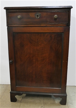 Mahogany Music Stand - Top Dovetailed Drawer with Fancy Lock plate and Pulls Above Cabinet Door - Inside 4 Pullout Tray Drawers - Cabinet Measures 36 Tall 22 1/8 by 15 - NO KEY
