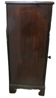 Mahogany Music Stand - Top Dovetailed Drawer with Fancy Lock plate and Pulls Above Cabinet Door - Inside 4 Pullout Tray Drawers - Cabinet Measures 36 Tall 22 1/8 by 15 - NO KEY