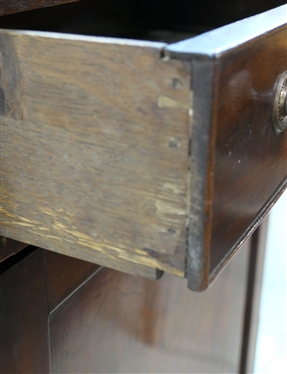 Mahogany Music Stand - Top Dovetailed Drawer with Fancy Lock plate and Pulls Above Cabinet Door - Inside 4 Pullout Tray Drawers - Cabinet Measures 36 Tall 22 1/8 by 15 - NO KEY