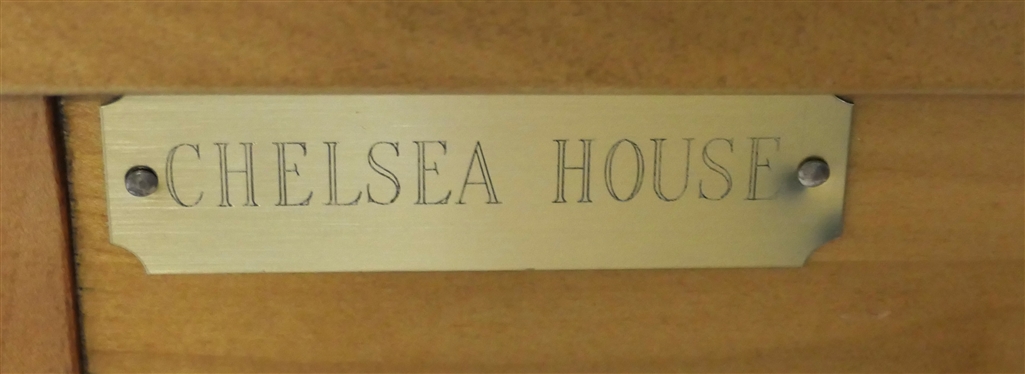 Beautiful Chelsea House Demi Lune Table - Brass Tag on Back - Floral Decorated  - Table Measures 32 Tall - 44 by 19