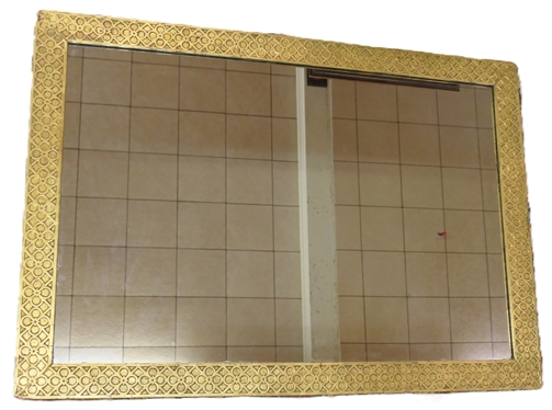 Very Pretty Gold Framed Mirror - Floral Patterned Frame - Frame Measures 39 By 27 1/4 