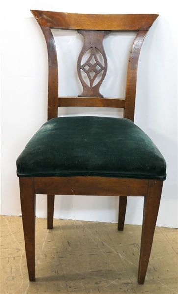 Sturdy Side Chair with Velvet Seat - Shield Seat Back -Pegged and Mortised  Construction -  Green Velvet Upholstery