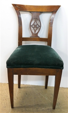 Sturdy Side Chair with Velvet Seat - Shield Seat Back -Pegged and Mortised  Construction -  Green Velvet Upholstery