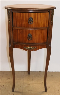 Pretty French 2 Drawer Stand - Gold Ormolu''s Decoration on Legs and Apron - Reeded Legs - Stand Measures 29 tall 16 by 13