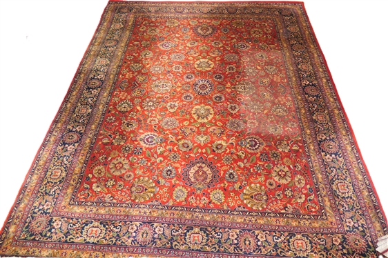 The Fritz and La Rue Company - Davenport Keshan Wool Rug -  Red Background - Rug Measures 10'' by 8''