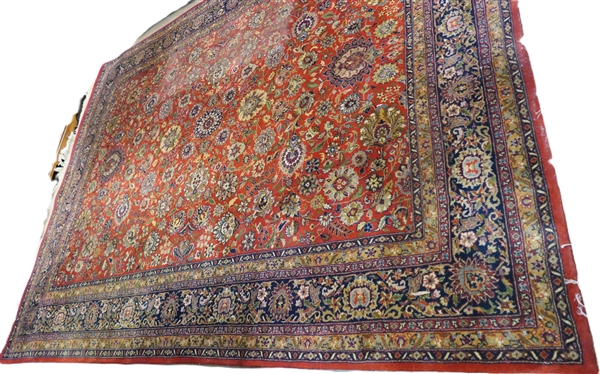 The Fritz and La Rue Company - Davenport Keshan Wool Rug -  Red Background - Rug Measures 10'' by 8''