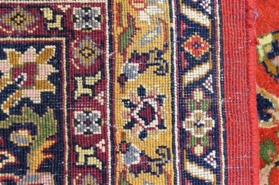 The Fritz and La Rue Company - Davenport Keshan Wool Rug -  Red Background - Rug Measures 10'' by 8''
