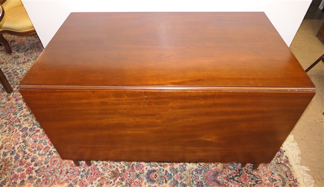 Nice Y&J Furniture, Durham NC, Walnut Gate Leg Drop Leaf Table - Tapered Legs - Closed Measures 30 Tall 48 by 27 -Leaves Measure 24