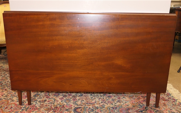 Nice Y&J Furniture, Durham NC, Walnut Gate Leg Drop Leaf Table - Tapered Legs - Closed Measures 30 Tall 48 by 27 -Leaves Measure 24